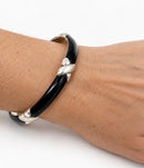 Tiffany & Co Signature X Black Enamel Bangle Bracelet 7.5" in 925 Silver-4