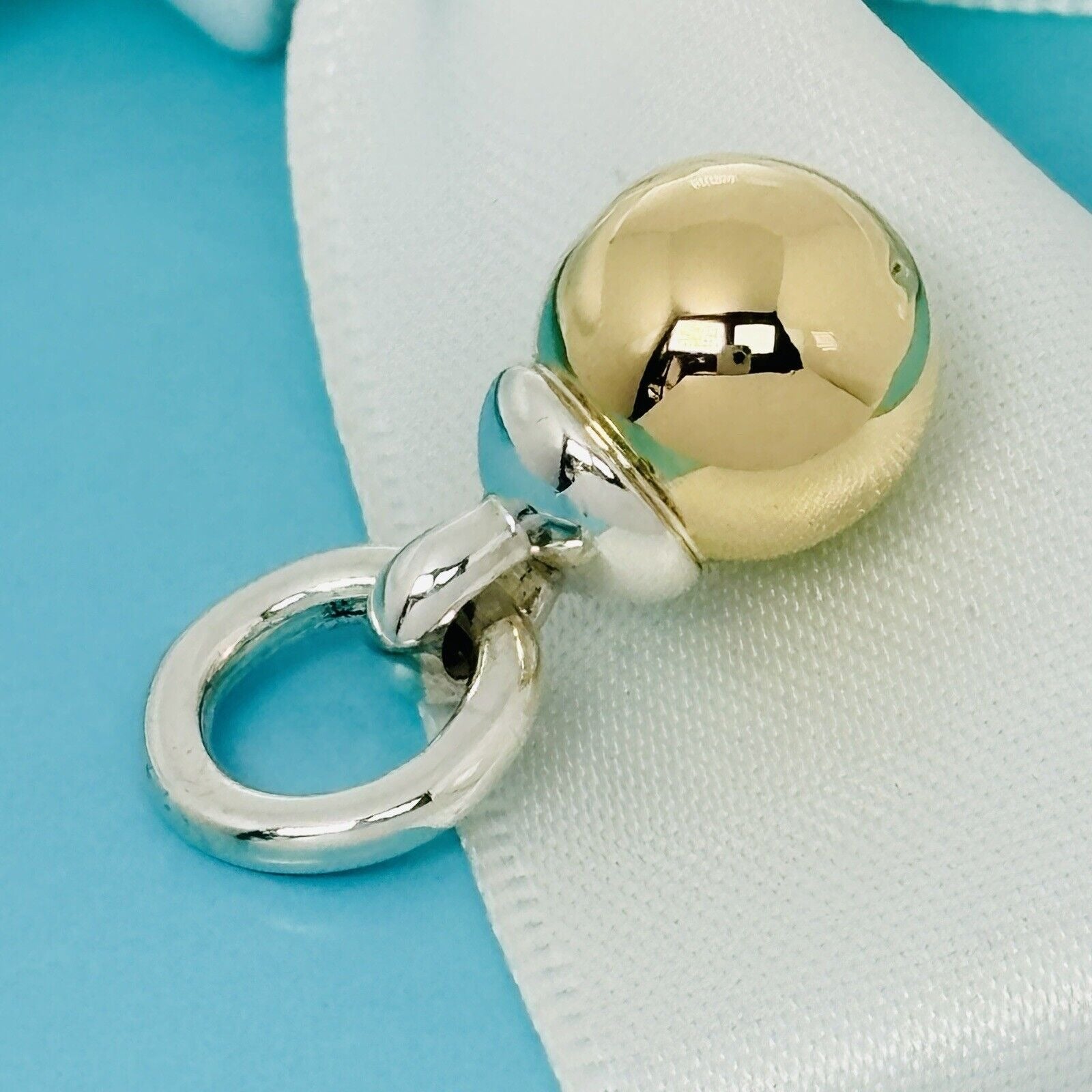 Tiffany Gold Fascination Ball Charm or Pendant in Yellow Gold and Silver