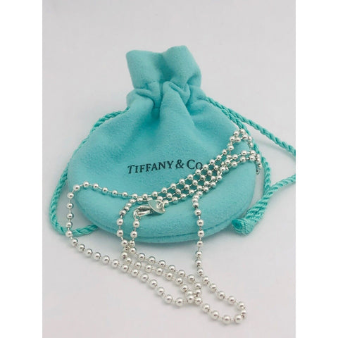 16" Tiffany & Co Bead Dog Chain Necklace 2.5mm beads in Sterling Silver - 0