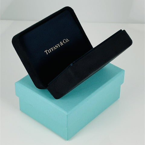 Tiffany Earring Gift Box Storage Travel Black Suede Leather Box Empty Holder - 0