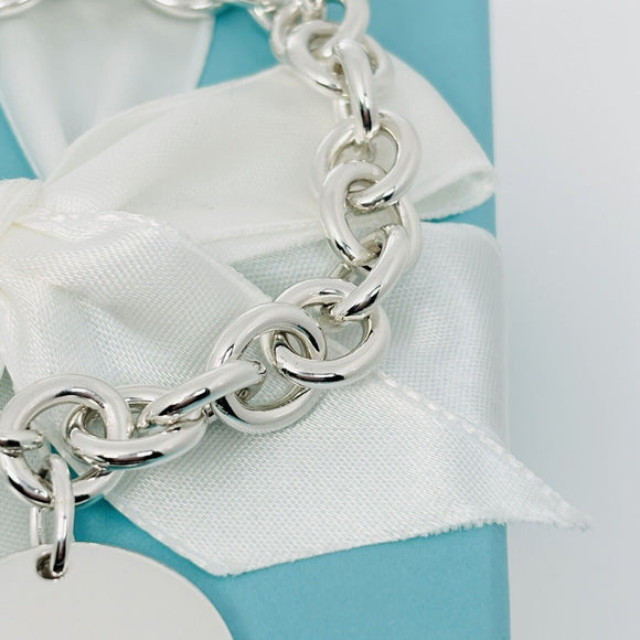 Tiffany Round Circle Tag Charm Bracelet with Engravable Blank Disc Engraving