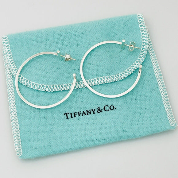 Tiffany T Wire Smile Large Hoop Earrings in Sterling Silver