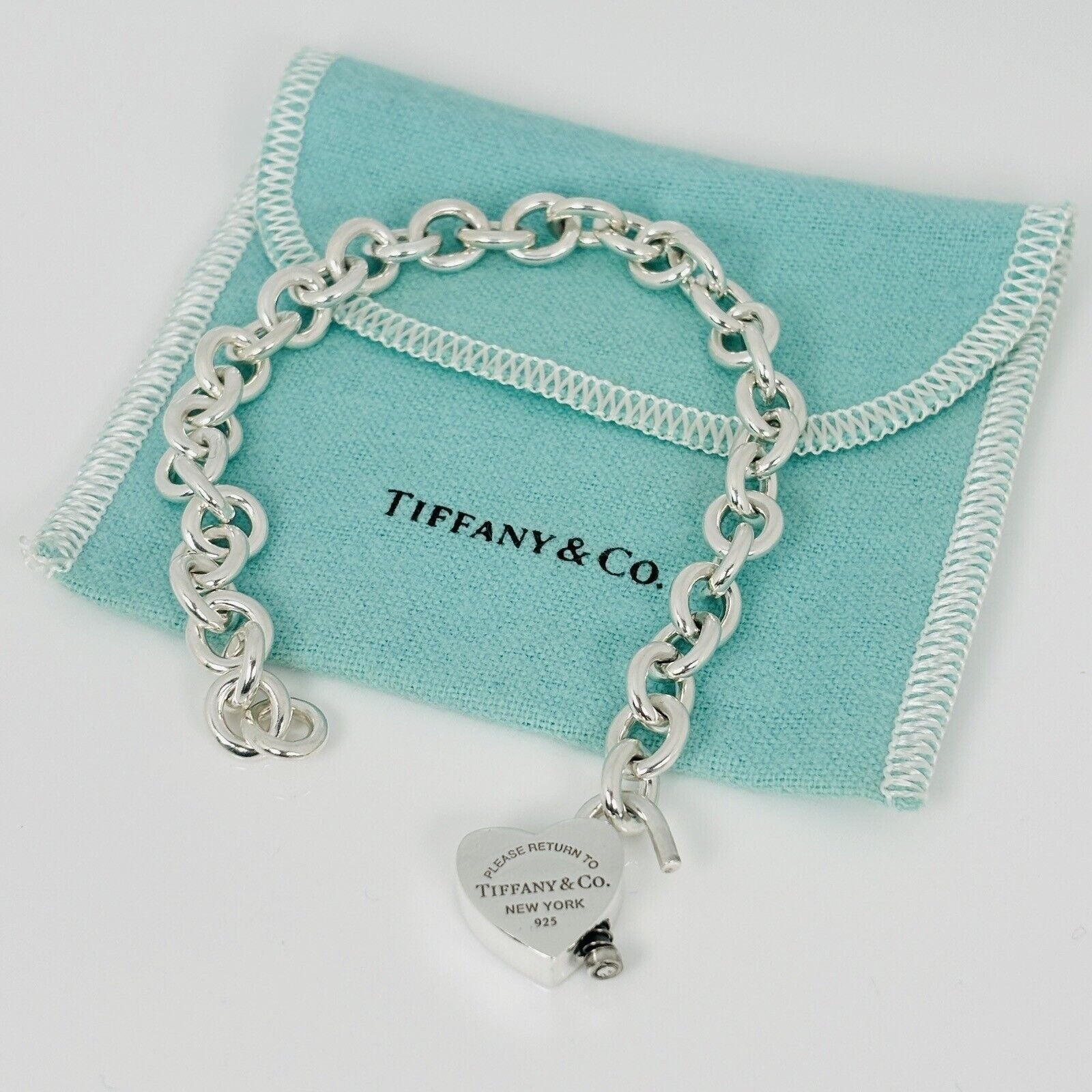 Please Return to Tiffany & Co Heart Tag Padlock Bracelet in Silver