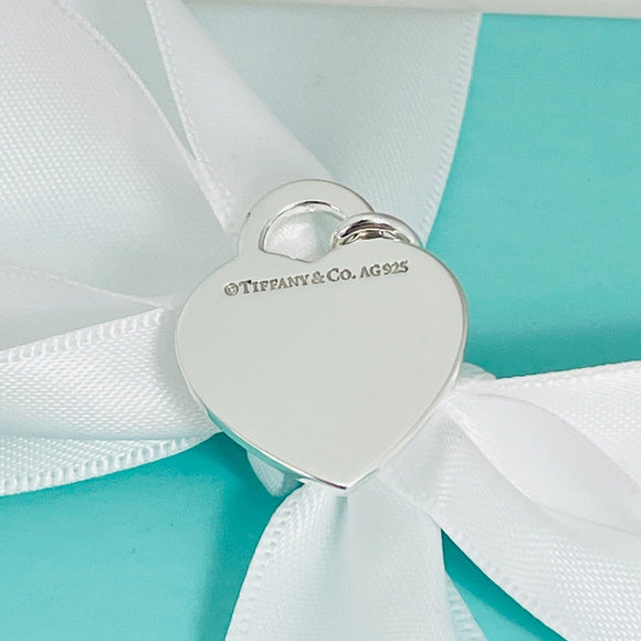 Tiffany Silver Letter M Alphabet Initial Heart Notes Engraved Charm Pendant