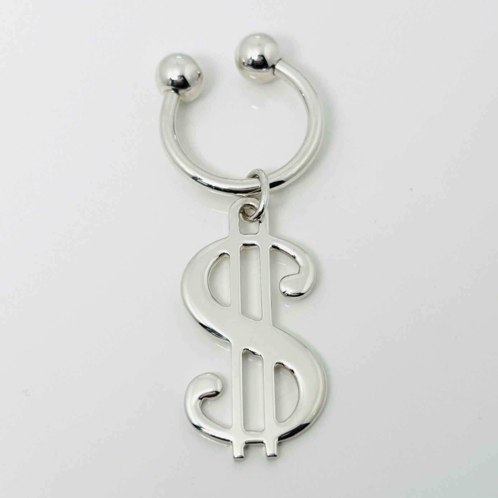 RARE Tiffany & Co Dollar Sign Key Ring Chain in Sterling Silver Curren ...