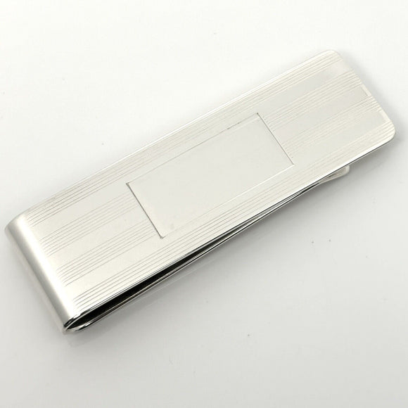 Tiffany & Co Machine Turned Pin Stripe Engravable ID Money Clip in Silver