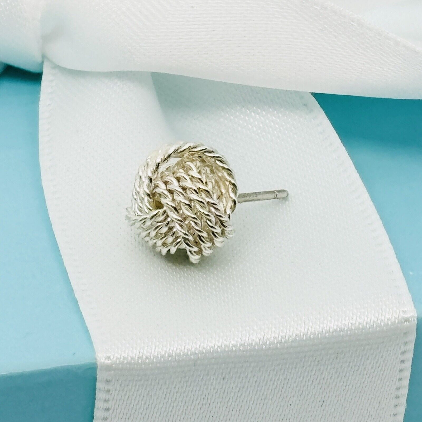 1 SINGLE Tiffany & Co Somerset Knot Stud Earring Replacement Lost in Silver