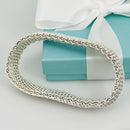 7.5" Tiffany & Co Somerset Flexible Mesh Weave Bangle Bracelet Sterling Silver-3