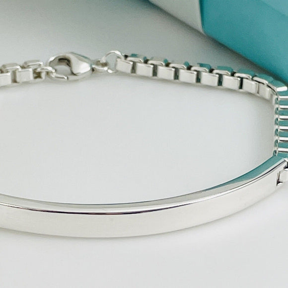 9" Tiffany & Co ID Bracelet Venetian  Box Links Men's Unisex