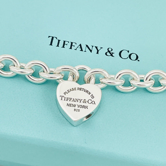 Return to Tiffany & Co Heart Padlock Lock Pendant Necklace in Sterling Silver