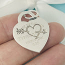 Large Return to Tiffany Etched Love Arrow Heart Tag Pendant Charm Cupid Silver-1