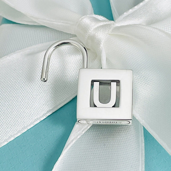 Tiffany & Co Letter U Alphabet Initial Padlock Charm Pendant in Sterling Silver - 4
