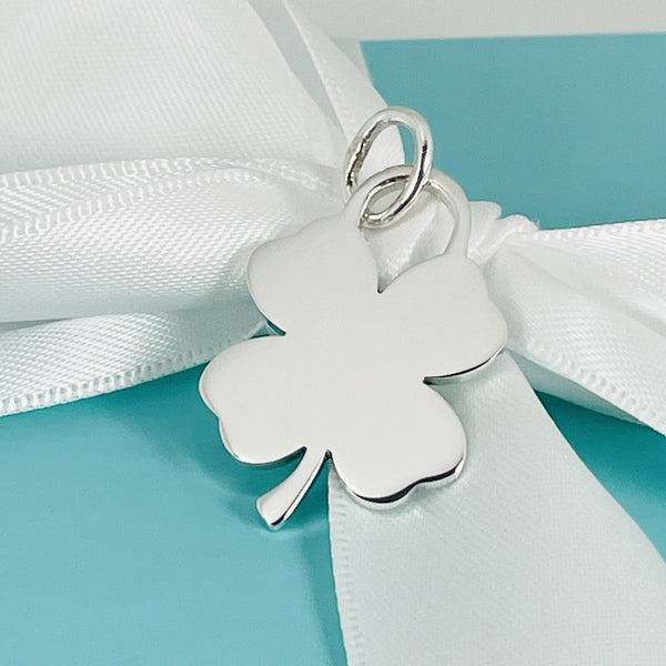 Tiffany & Co Silver Good Luck Shamrock Lucky Irish 4 Leaf Clover Charm Pendant - 3