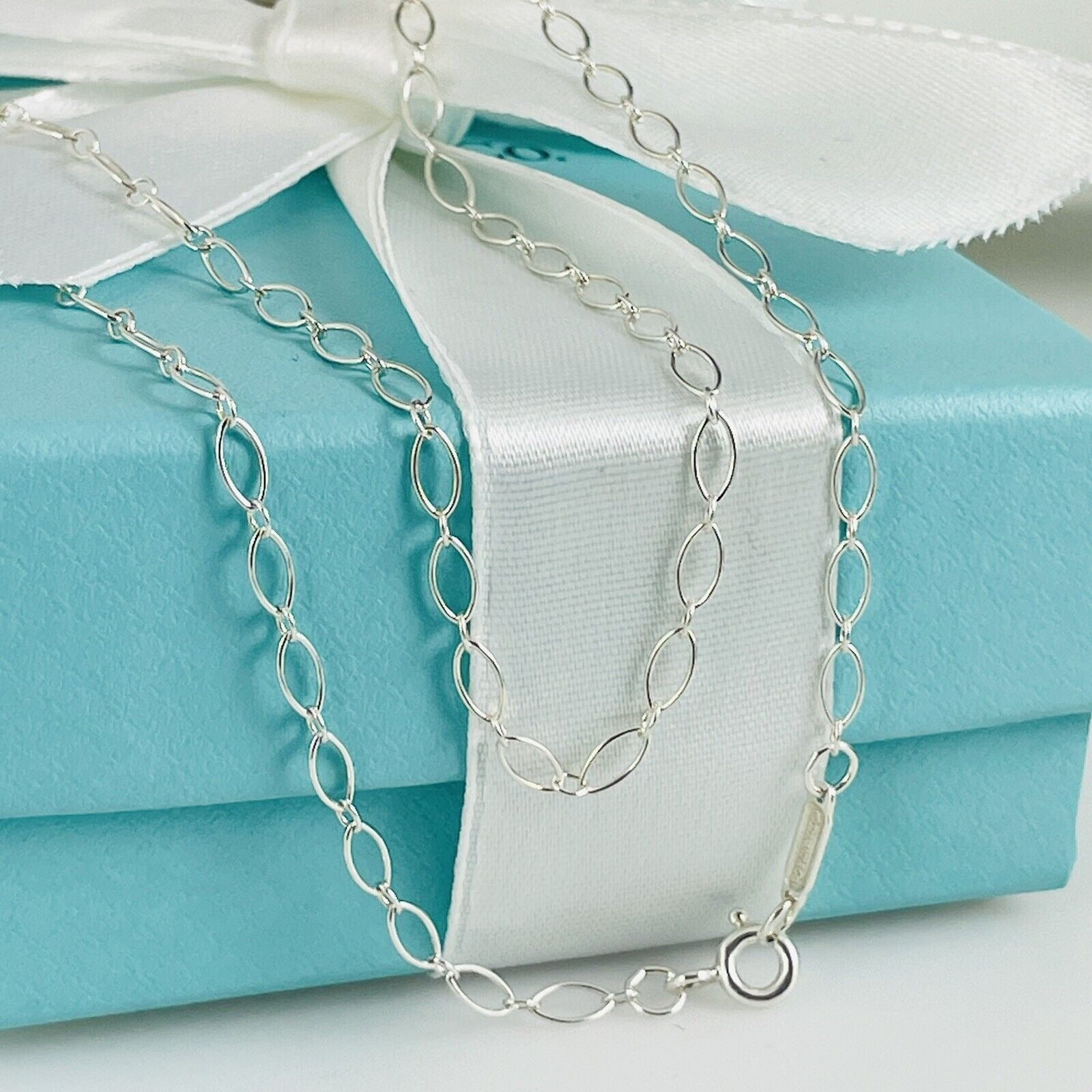 24" RARE Tiffany & Co Oval Link Chain Necklace in Sterling Silver AUTHENTIC