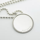 20" Tiffany Gemini Round Pendant Necklace Twist Border Dog bead Chain in Silver-3