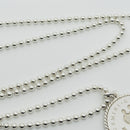20" Tiffany Gemini Round Pendant Necklace Twist Border Dog bead Chain in Silver-4