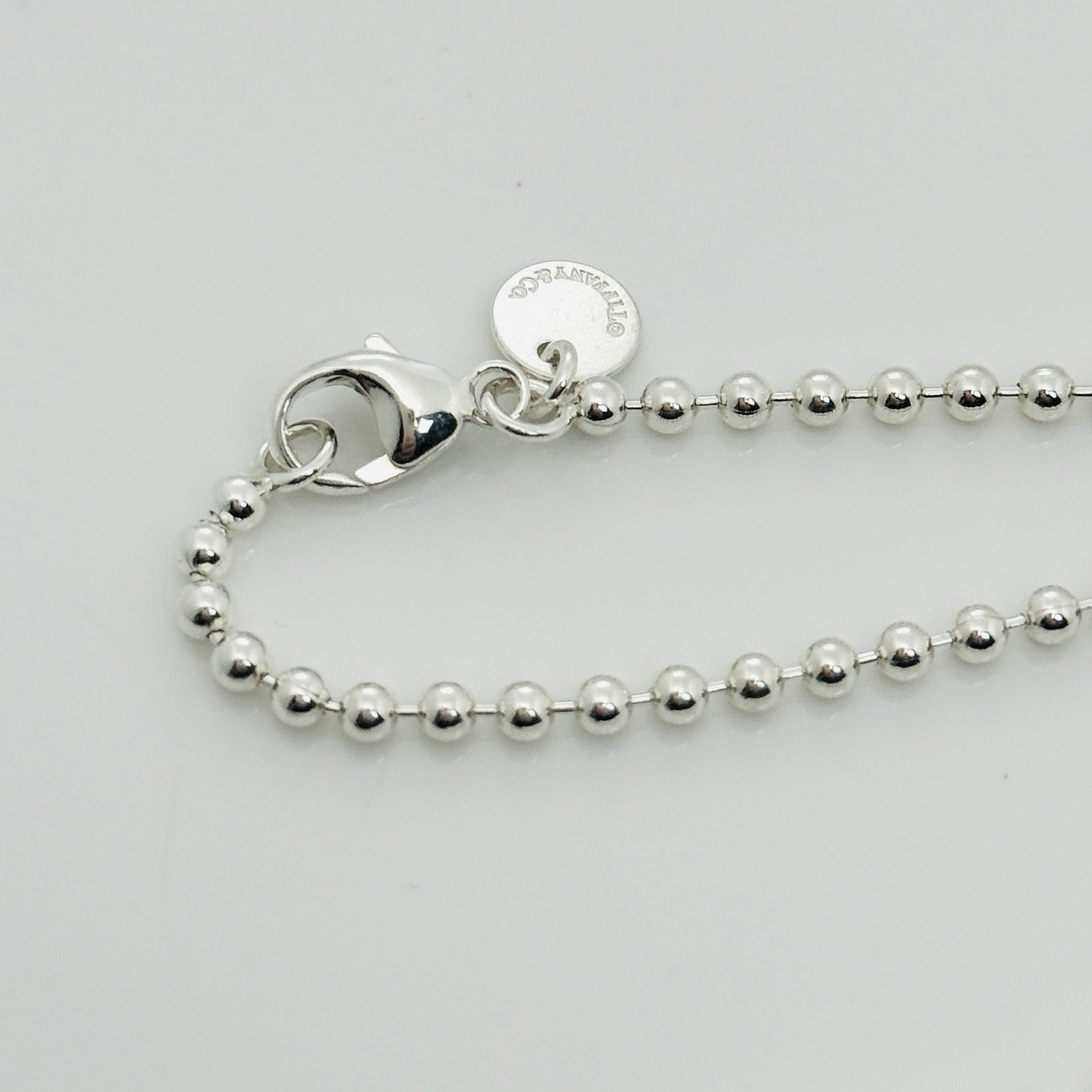20" Tiffany Gemini Round Pendant Necklace Twist Border Dog bead Chain in Silver