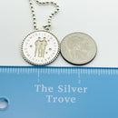 20" Tiffany Gemini Round Pendant Necklace Twist Border Dog bead Chain in Silver-6