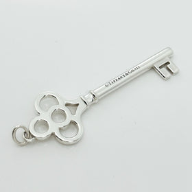 RARE Tiffany & Co Quatrefoil 4 Leaf Key Pendant in Sterling Silver Size Large