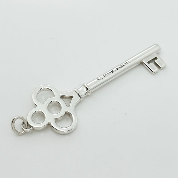 RARE Tiffany & Co Quatrefoil 4 Leaf Key Pendant in Sterling Silver Size Large