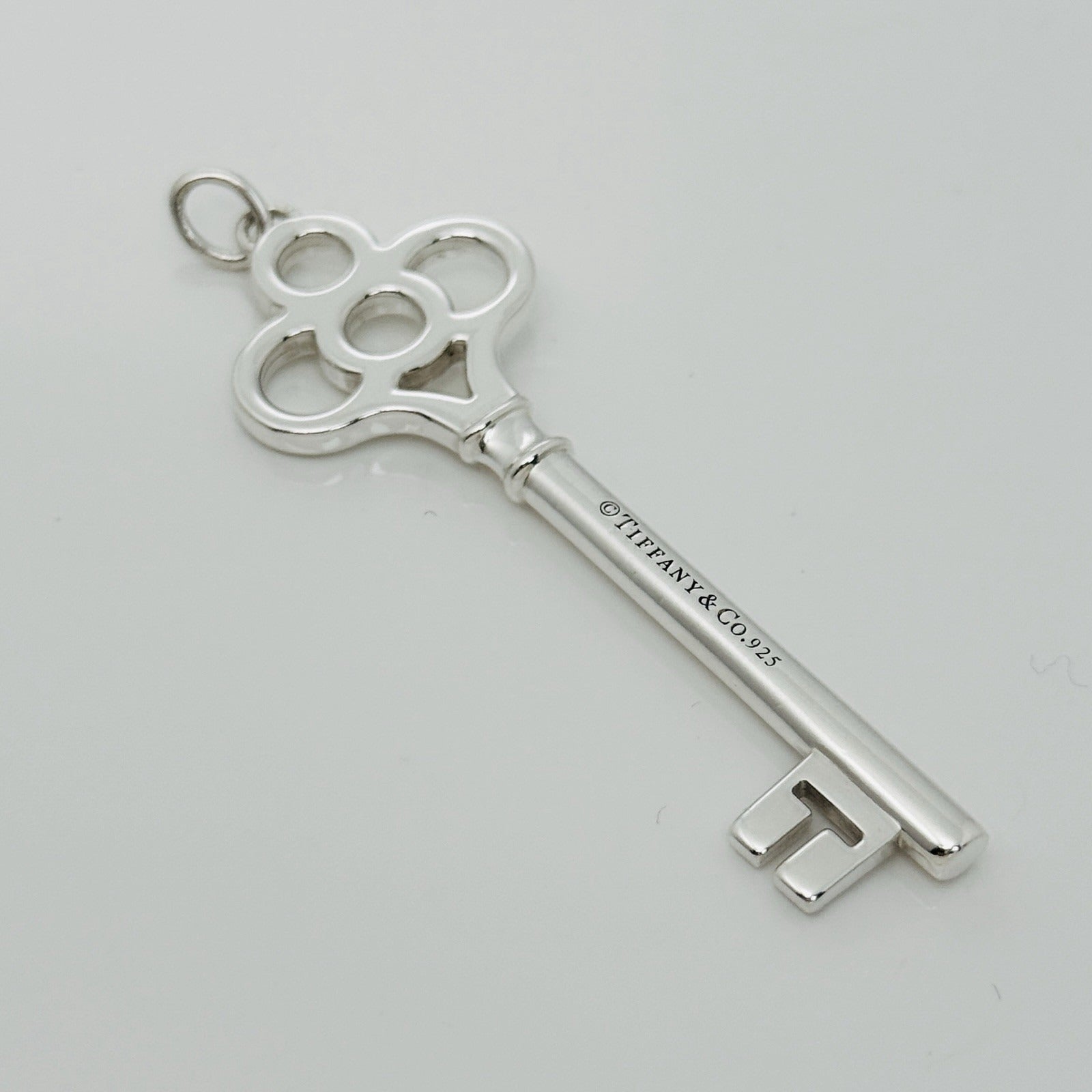 RARE Tiffany & Co Quatrefoil 4 Leaf Key Pendant in Sterling Silver Size Large - 0