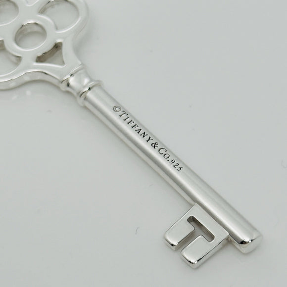 RARE Tiffany & Co Quatrefoil 4 Leaf Key Pendant in Sterling Silver Size Large