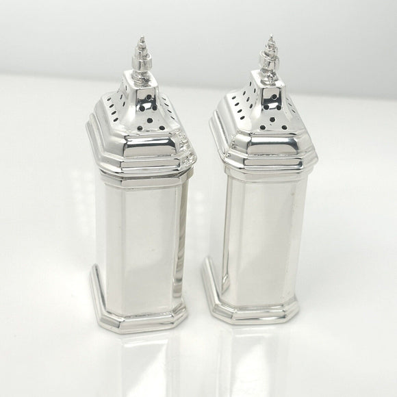 RARE Tiffany & Co Vintage Salt and Pepper Shaker Set in Silver Square Rectangle