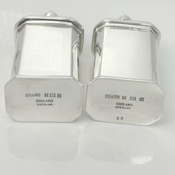 RARE Tiffany & Co Vintage Salt and Pepper Shaker Set in Silver Square Rectangle