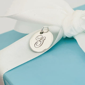 Tiffany &Co. Letter G Notes Alphabet Disc Charm Pendant in Sterling SIlver - 0