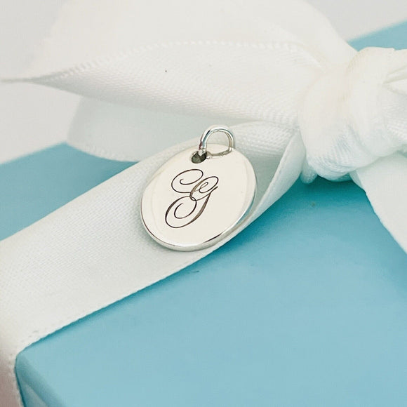 Tiffany &Co. Letter G Notes Alphabet Disc Charm Pendant in Sterling SIlver