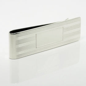 Tiffany & Co Machine Turned Pin Stripe Engravable ID Money Clip in Silver