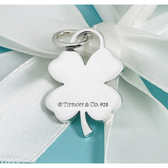 Tiffany & Co Silver Good Luck Shamrock Lucky Irish 4 Leaf Clover Charm Pendant