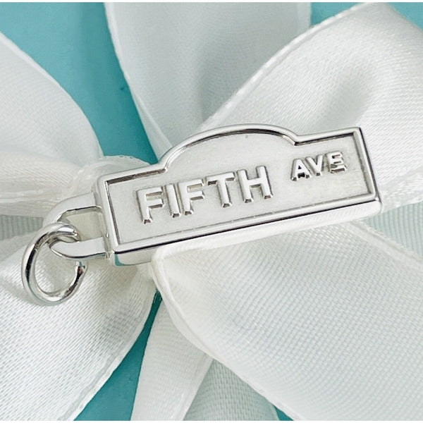 NEW Tiffany Fifth Ave New York Street Sign Pendant or Charm in Sterling Silver - 1