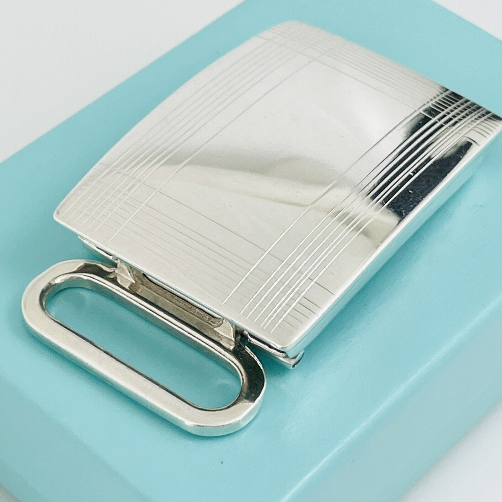 Tiffany & Co Belt Buckle Sterling Silver Engravable Machine Turned Mens Unisex