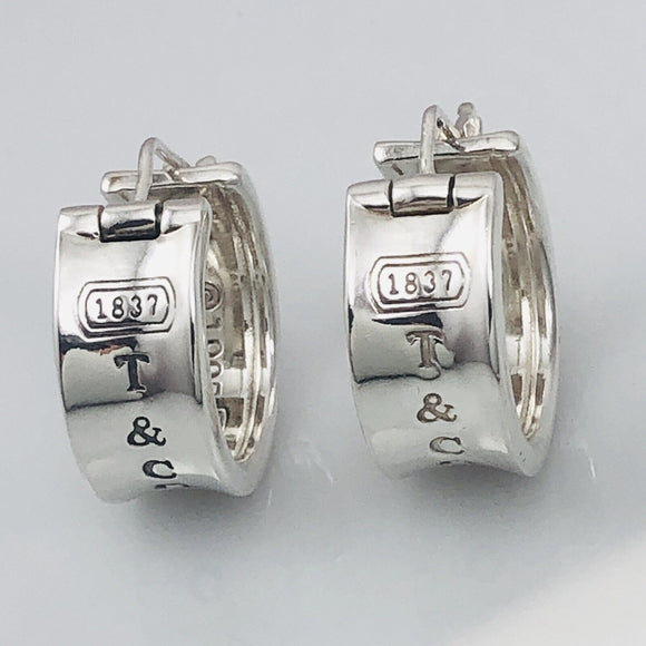 Tiffany & Co T&CO 1837 Hoop Huggie Earrings  in Sterling Silver