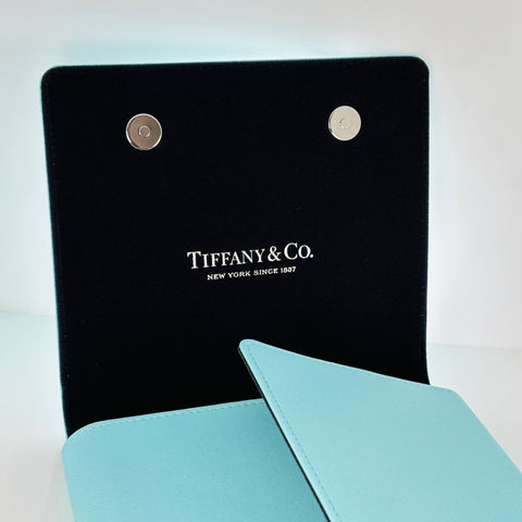Tiffany Blue Leather Folding Necklace Presentation Blue Gift Box Storage Pouch