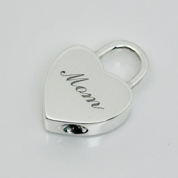 Tiffany & Co MOM Mother Heart Padlock Charm Pendant in Sterling Silver