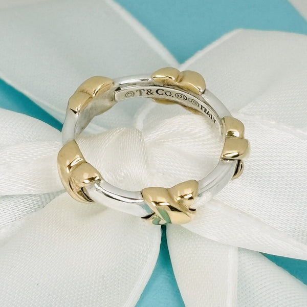 Tiffany & Co Signature X Gold and Silver Ring Size 5.5 - 1