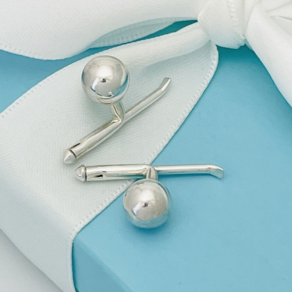 Tiffany Classic Cufflinks Shirt Studs HardWear Bead Ball in Sterling Silver - 2