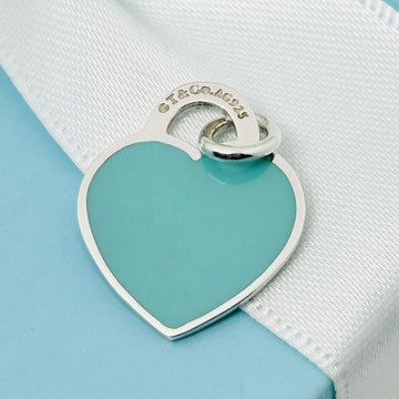 Return to Tiffany Small Blue Enamel Heart Tag Charm or Pendant - 0