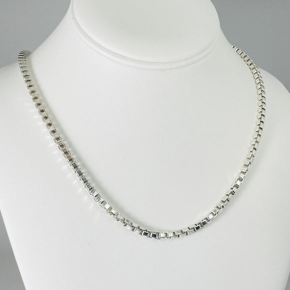 20” Tiffany & Co Venetian Box Link Necklace Chain in Sterling Silver