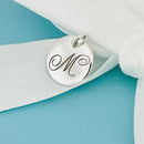 Tiffany Silver Letter M Alphabet Initial Round Circle Notes Charm Pendant-2