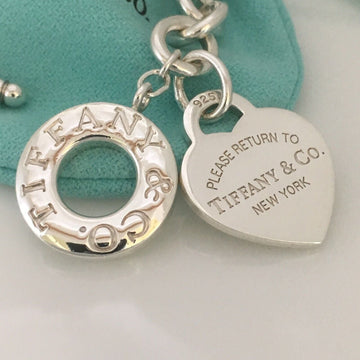 9” Large Please Return to Tiffany & Co Silver Heart Tag Toggle Bracelet GENUINE - 0