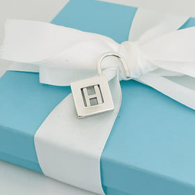 Tiffany & Co Sterling Silver Letter "H" Alphabet Initial Padlock Charm Pendant - 0