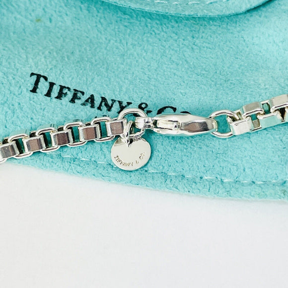 20” Tiffany & Co Venetian Box Link Necklace Chain in Sterling Silver