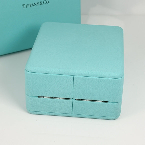 Tiffany & Co Necklace Storage Presentation Box in Blue Leather Lux AUTHENTIC