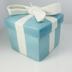 4.3" Large Tiffany Porcelain Blue Trinket Gift Box Ceramic Jewelry Container