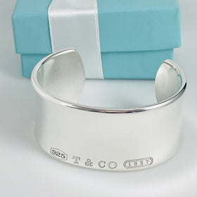 Medium 6.5" Tiffany & Co 1837 Extra Wide Cuff Bracelet in Sterling Silver