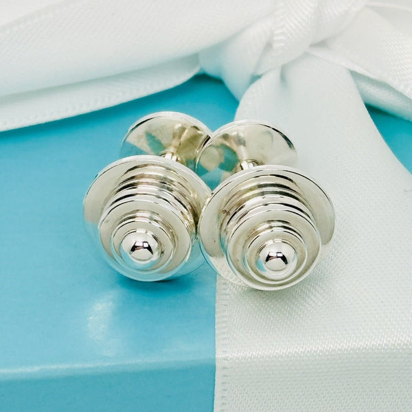 Tiffany Barbell Dumbbell Tiered Cufflinks by Paloma Picasso in Sterling Silver - 2