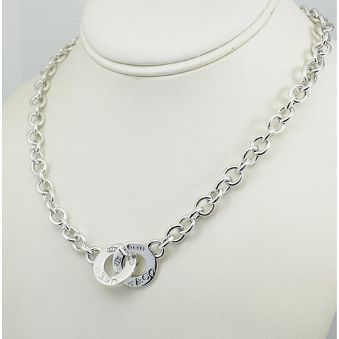 22" Tiffany 1837 Interlocking Circle Clasp Toggle Necklace Mens Unisex Plus Size